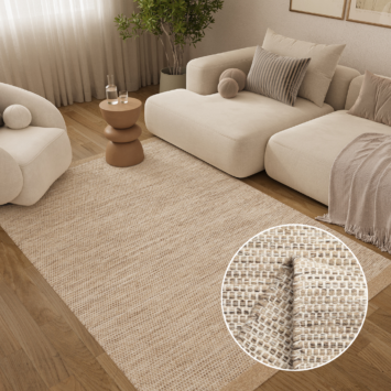 Wool Area Rug Loni Light Brown