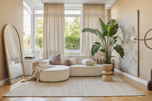 Wool Area Rug Loni Light Brown