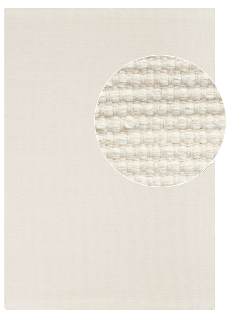 Wool Area Rug Loni White
