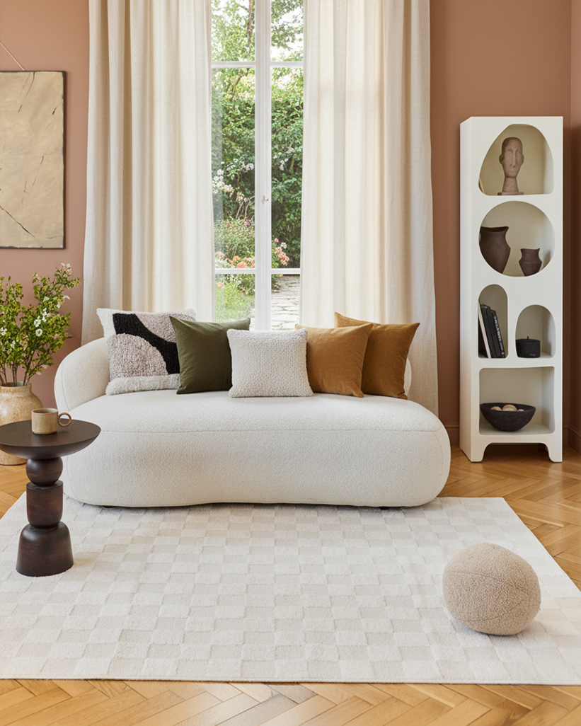 Area Rug Terra Cream Checkered