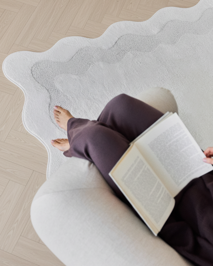 Area Rug Terra Cream Wave Irregular Shape