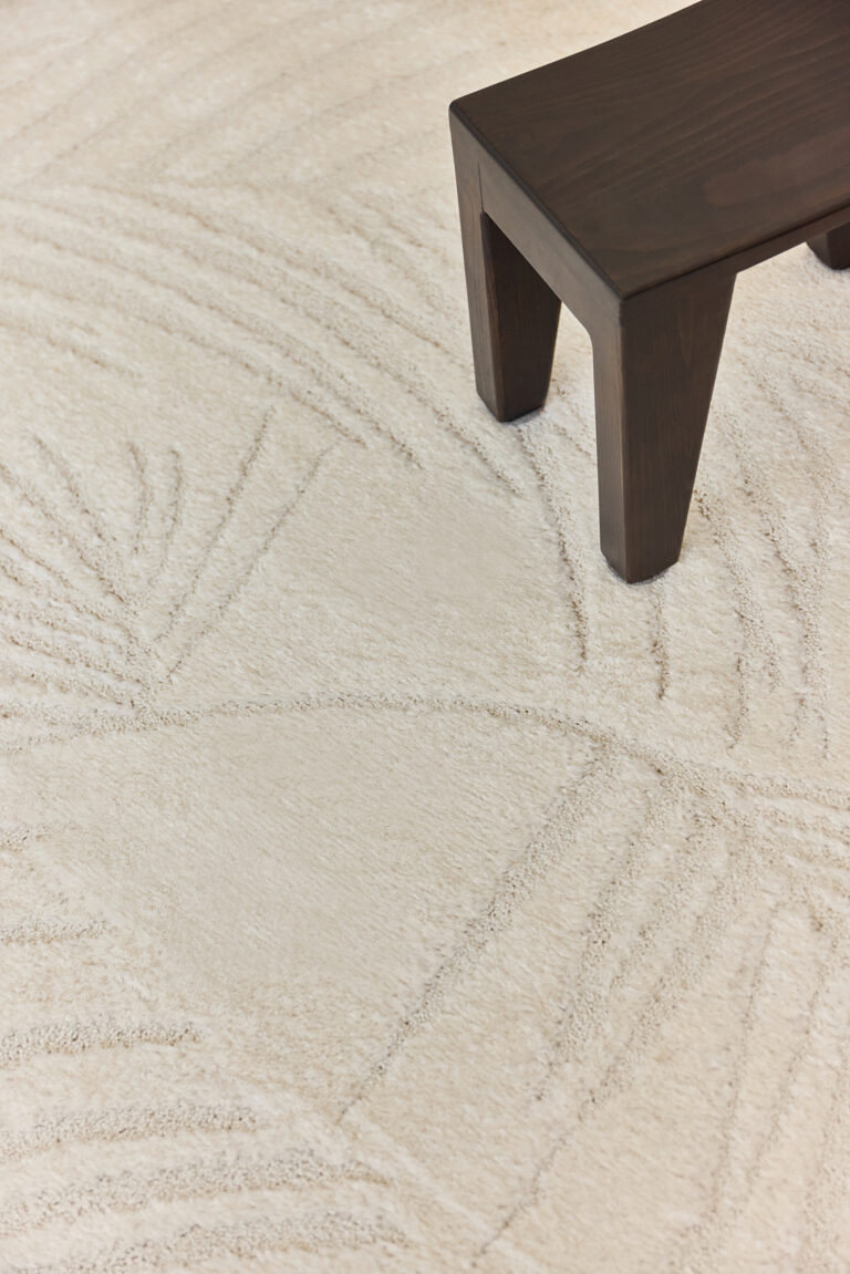 Area Rug Cream Palm Leaves