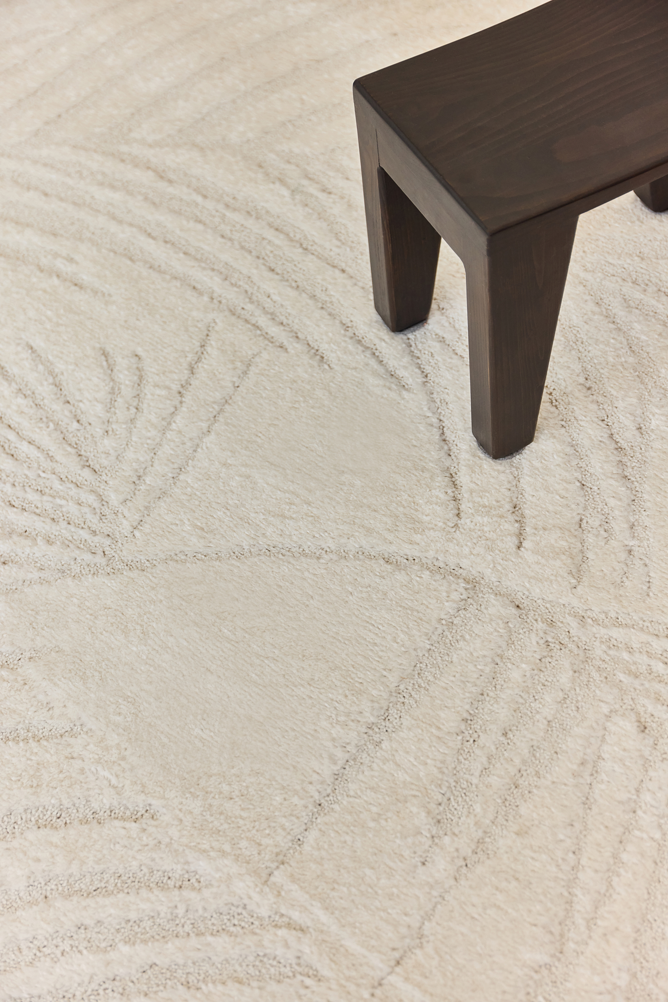 Area Rug Cream Palm Leaves