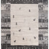Area Rug Sari Grey Cream Ethnic Frame