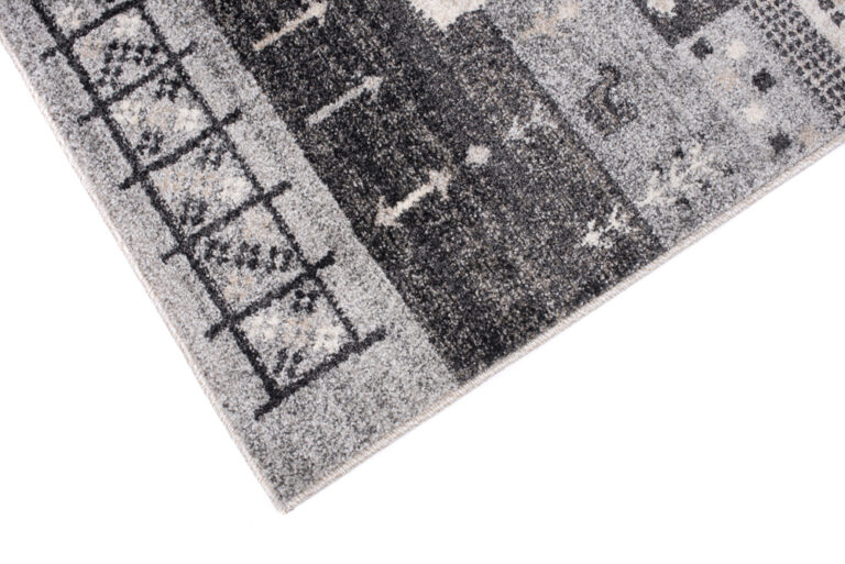 Area Rug Sari Grey Cream Ethnic Frame