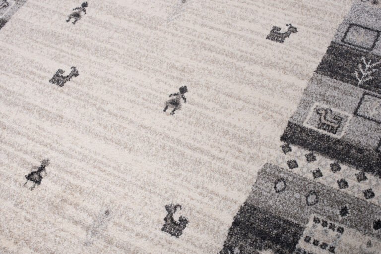 Area Rug Sari Grey Cream Ethnic Frame