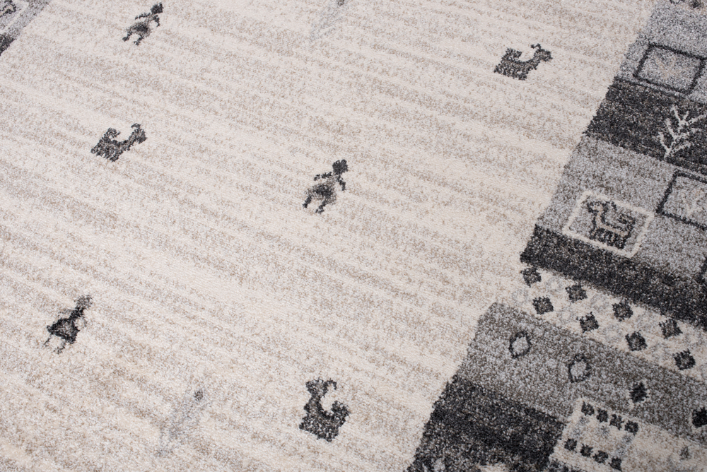 Area Rug Sari Grey Cream Ethnic Frame