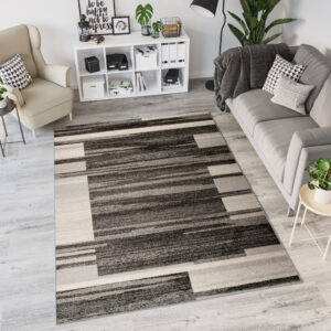 Area Rug Sari Anthracite Beige Frame