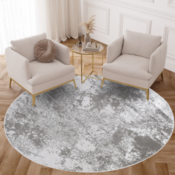 Area Rug Crystal Round Light Grey Marble