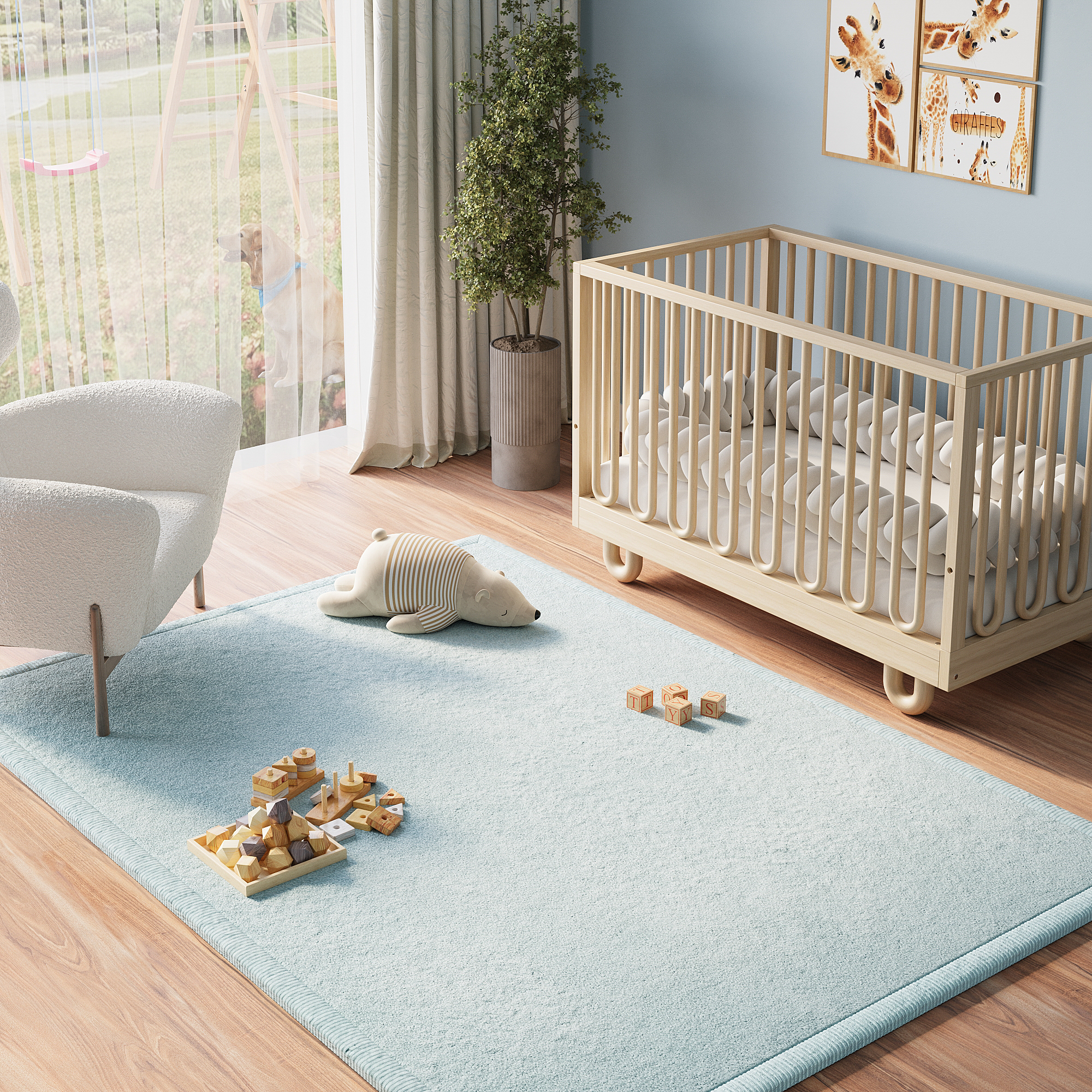 Kids’ Rug Fluffin Baby Blue Non-slip