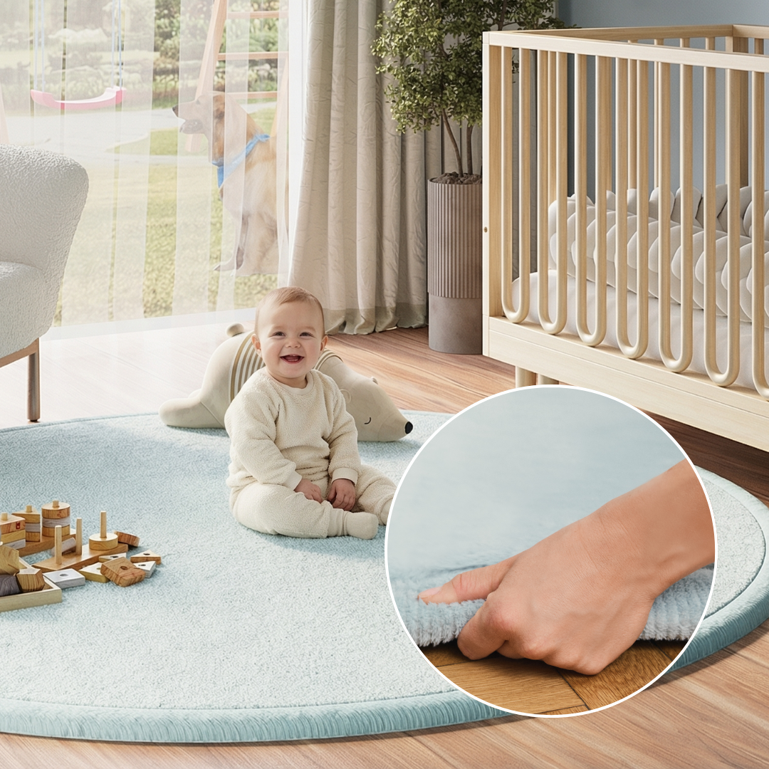 Kids’ Rug Fluffin Round Baby Blue Non-slip