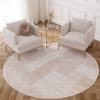 Area Rug Crystal Round Beige Brown Cream Stripes