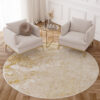 Area Rug Crystal Round Beige Gold Cream Marble