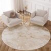 Area Rug Crystal Round Brown Beige Marble