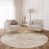 Area Rug Crystal Round Brown Beige Marble