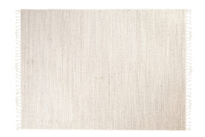 Area Rug Sari with Fringes Light Cream