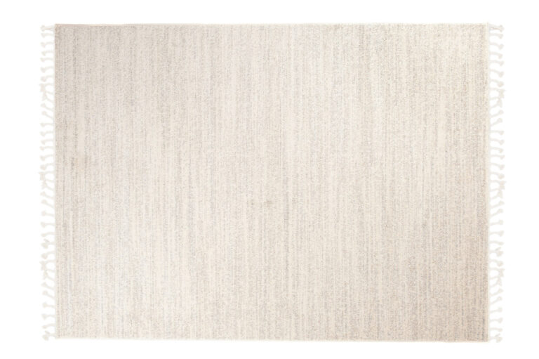 Area Rug Sari with Fringes Light Cream