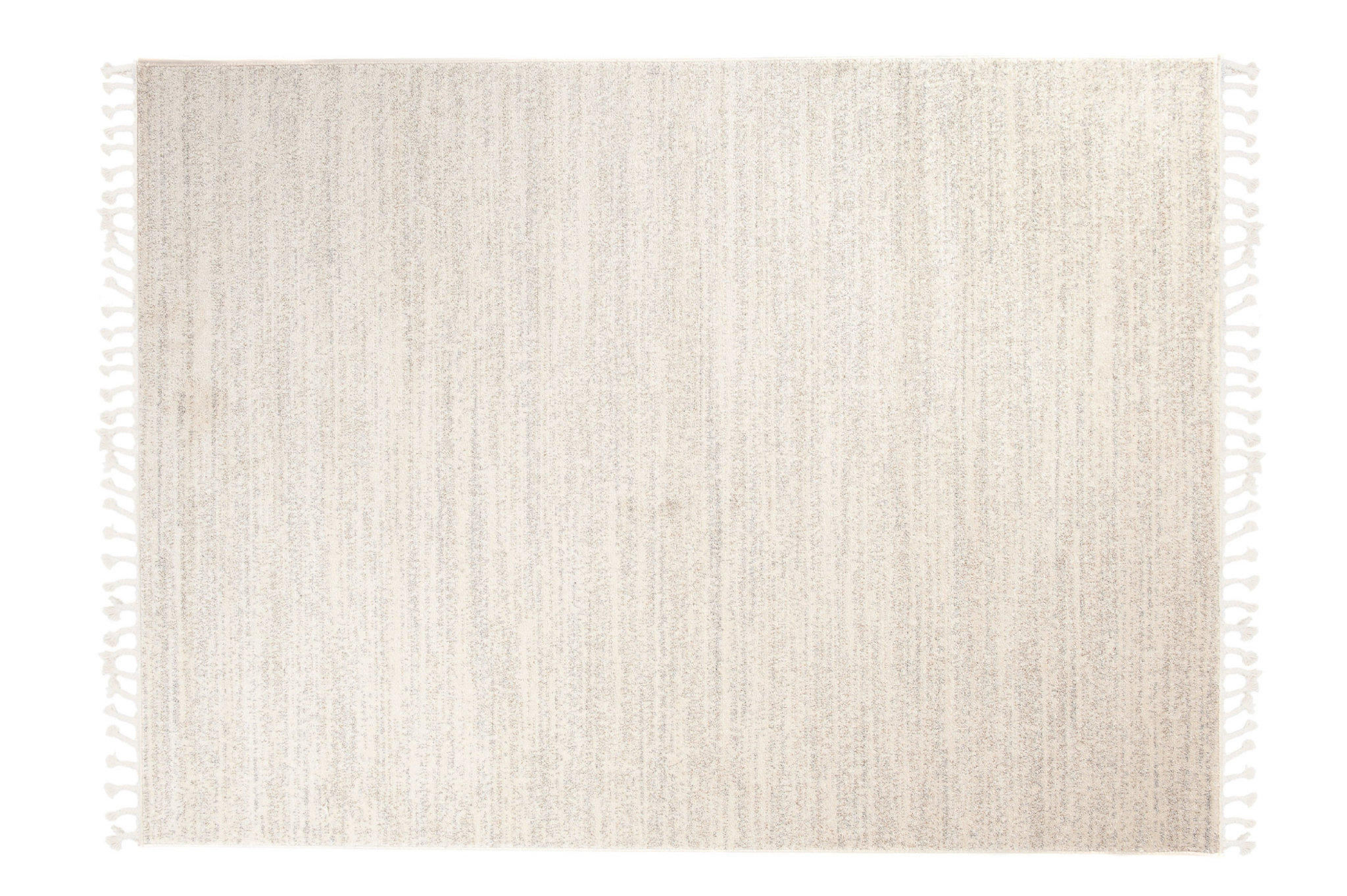 Area Rug Sari with Fringes Light Cream