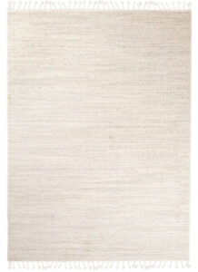 Area Rug Sari with Fringes Light Cream