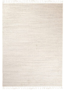 Area Rug Sari with Fringes Light Cream