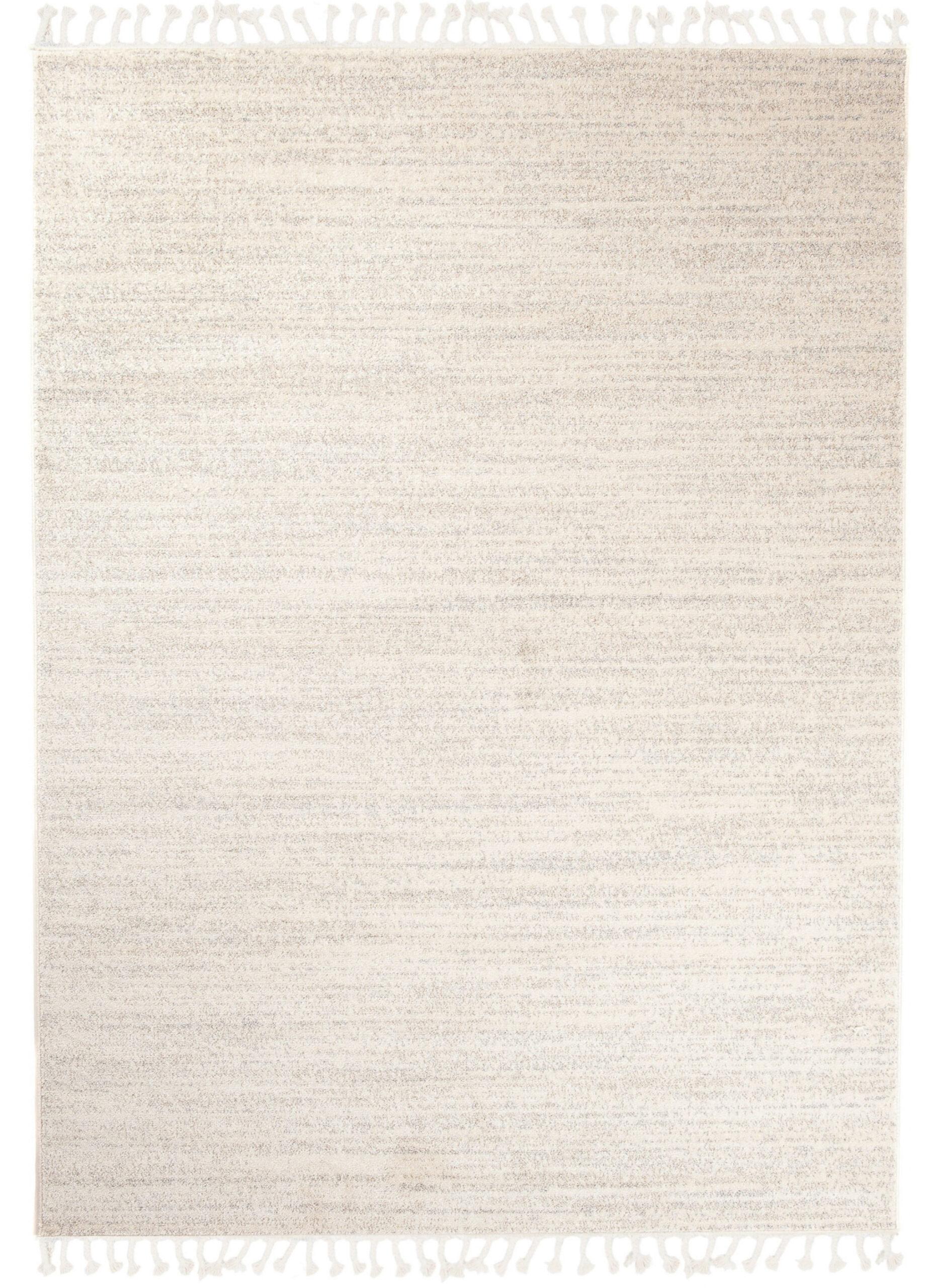Area Rug Sari with Fringes Light Cream