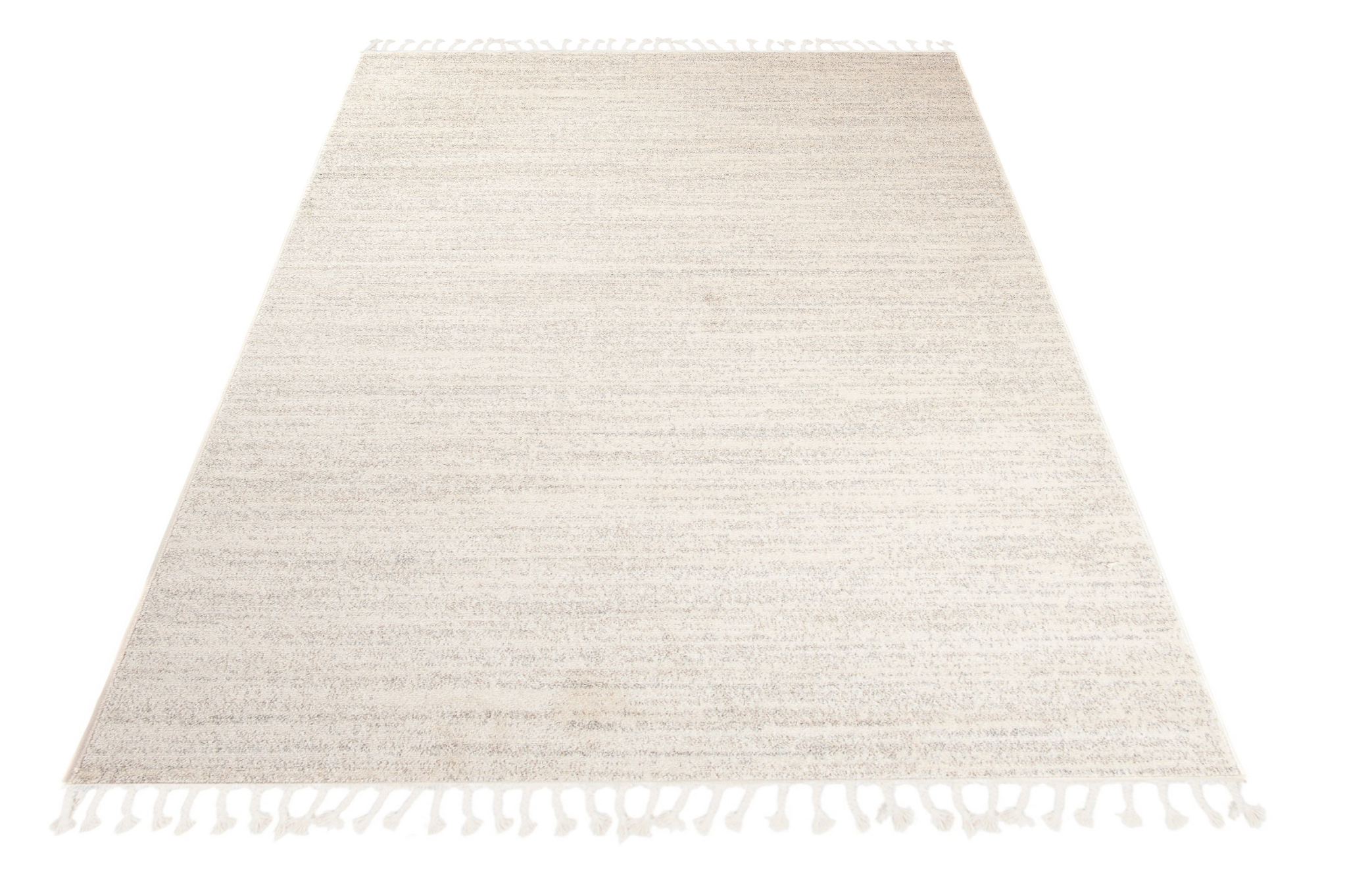 Area Rug Sari with Fringes Light Cream