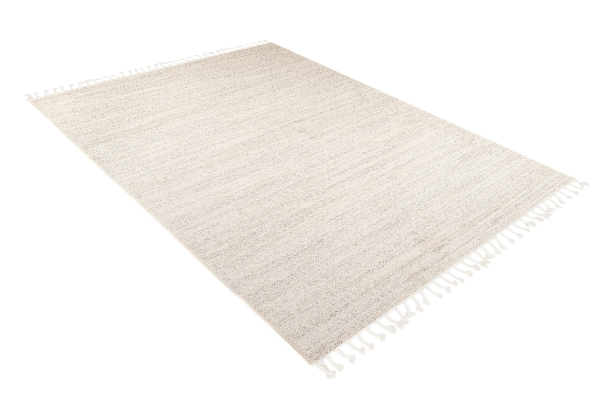 Area Rug Sari with Fringes Light Cream