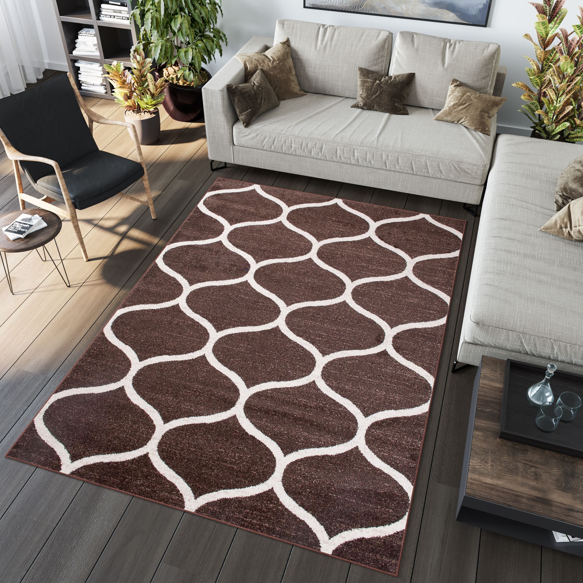 Area Rug Sari Brown Trellis