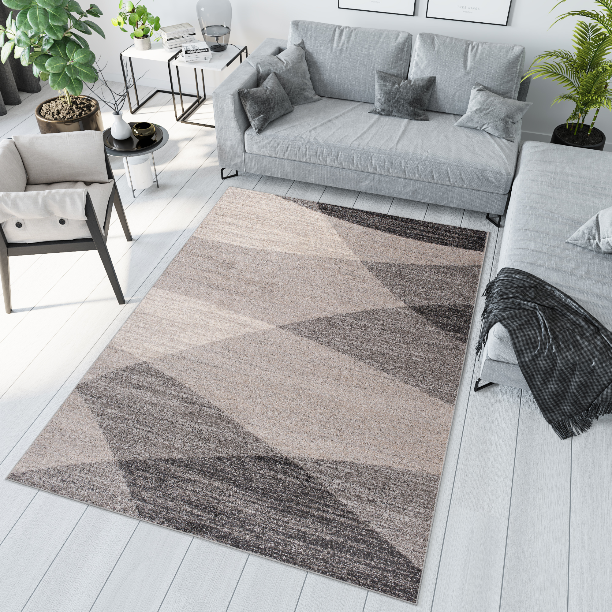 Area Rug Sari Grey Beige Geometric