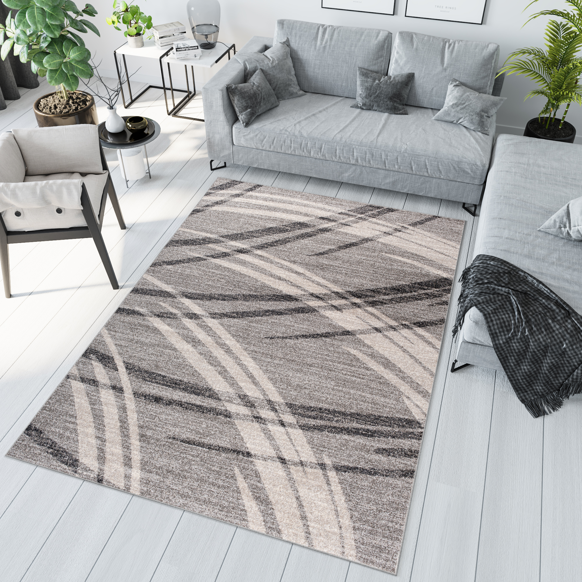 Area Rug Sari Grey Lines