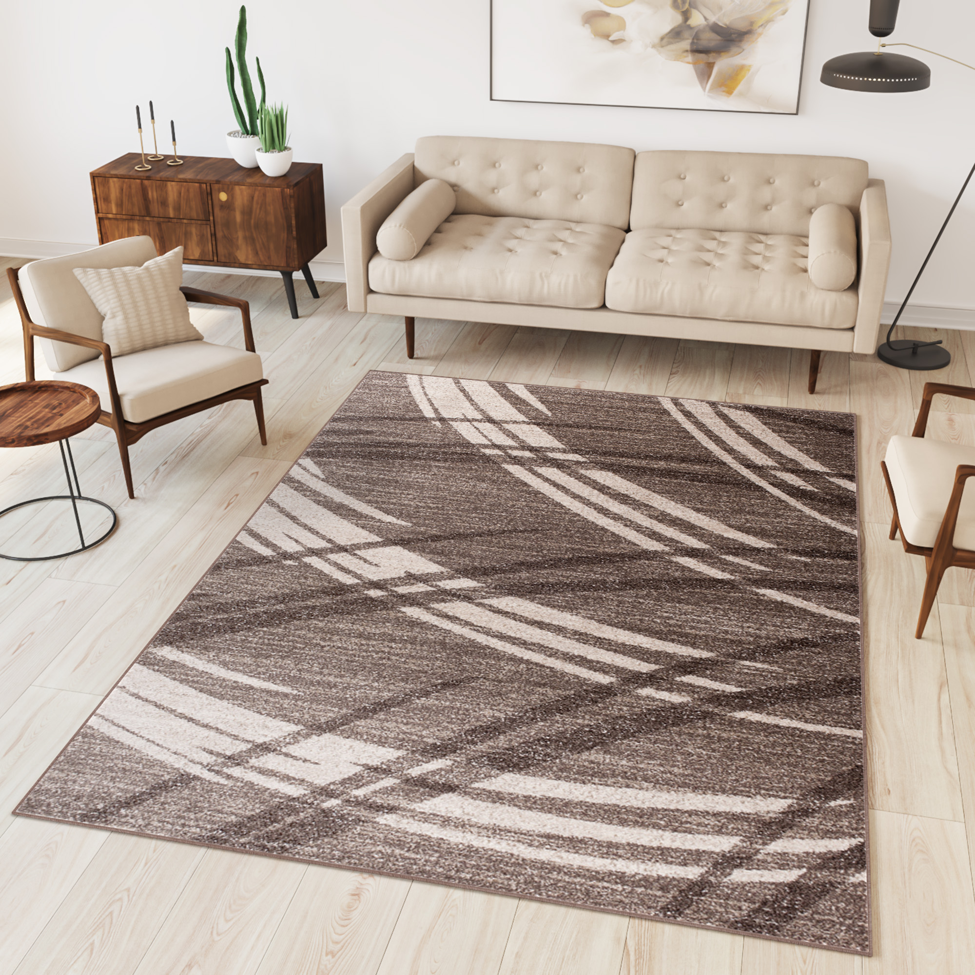 Area Rug Sari Light Brown Striped