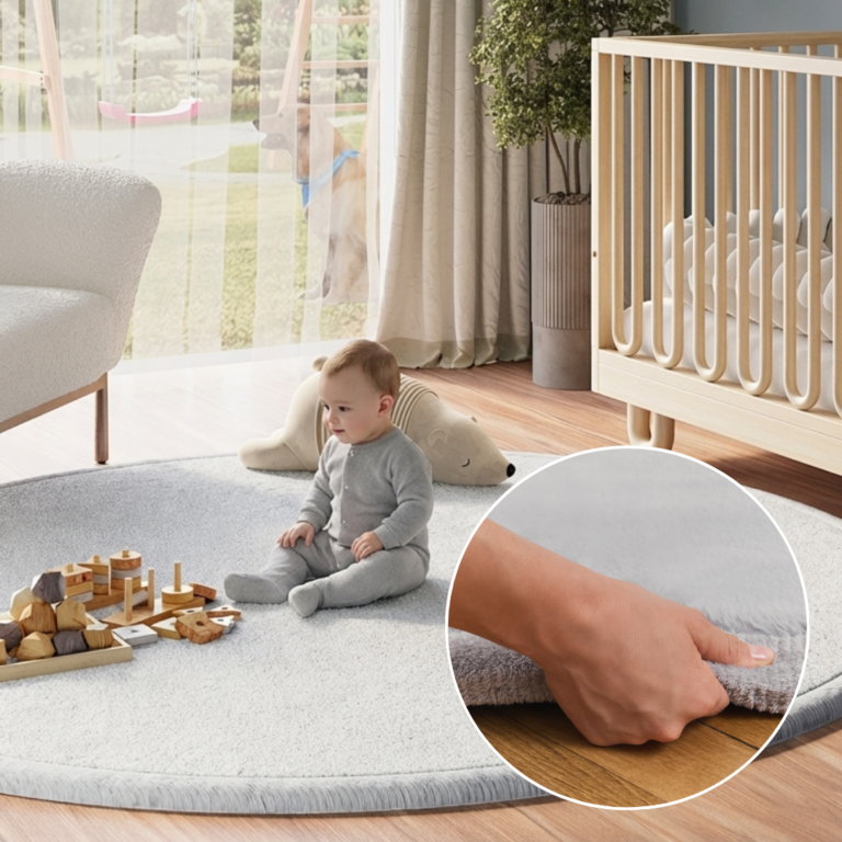 Kids’ Rug Fluffin Round Light Gray Non-slip