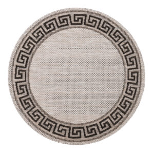 Area Rug Melissa Round Grey Black ZigZag Indoor Outdoor