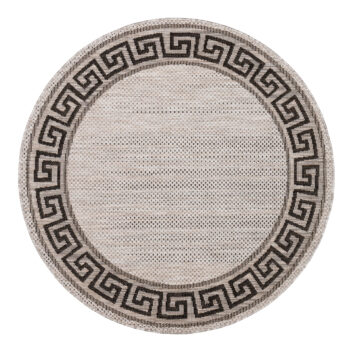 Area Rug Melissa Round Grey Black ZigZag Indoor Outdoor