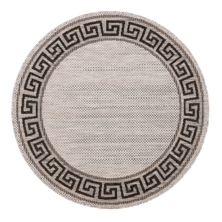 Area Rug Melissa Round Grey Black ZigZag Indoor Outdoor