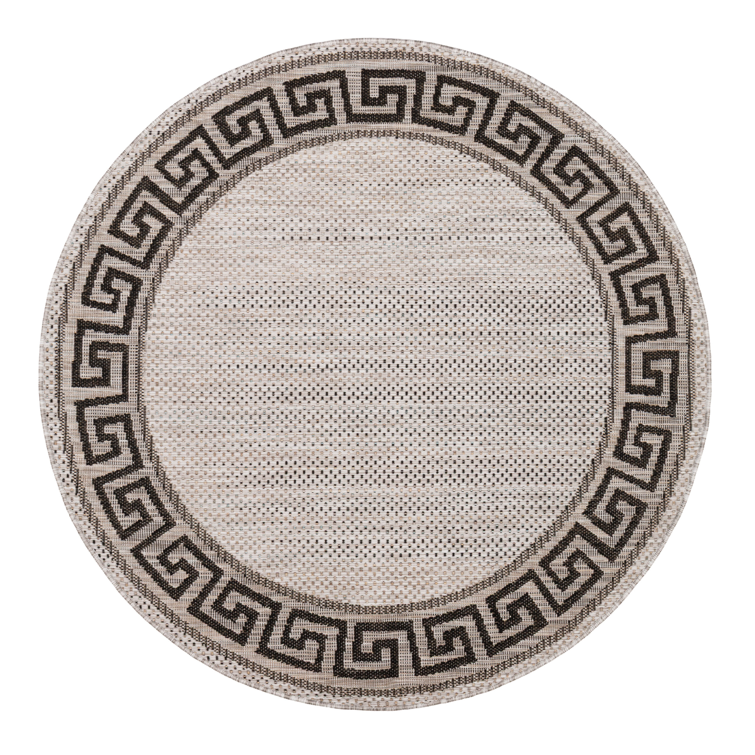 Area Rug Melissa Round Grey Black ZigZag Indoor Outdoor