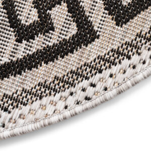 Area Rug Melissa Round Grey Black ZigZag Indoor Outdoor