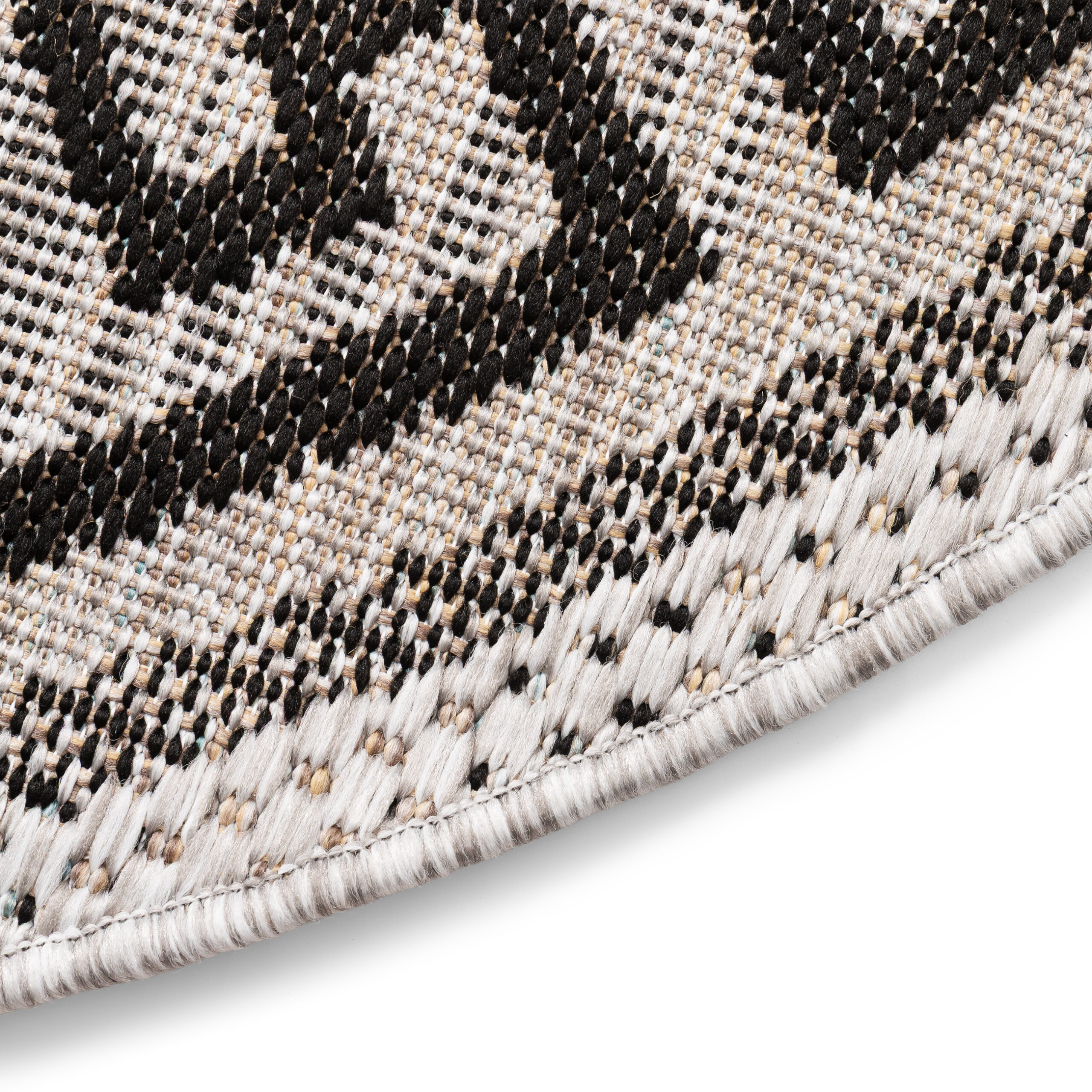 Area Rug Melissa Round Grey Black ZigZag Indoor Outdoor