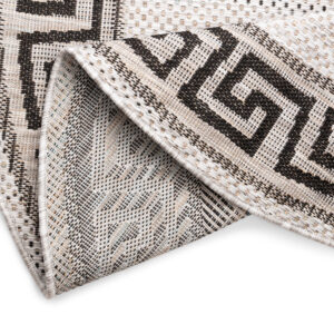 Area Rug Melissa Round Grey Black ZigZag Indoor Outdoor