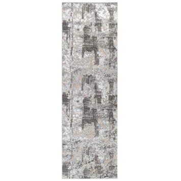 Carpet Runner Crystal Dark Grey Beige Abstract