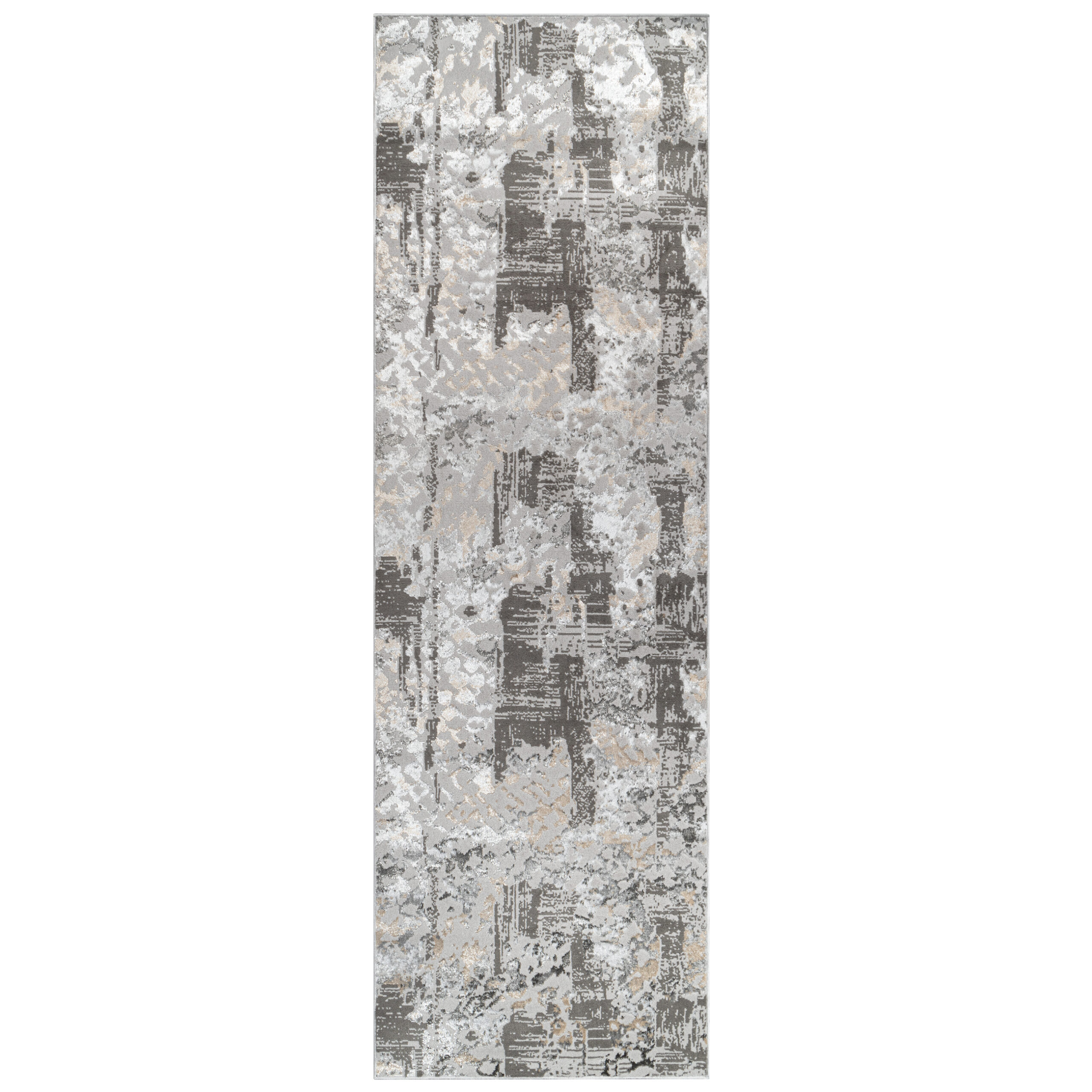 Carpet Runner Crystal Dark Grey Beige Abstract