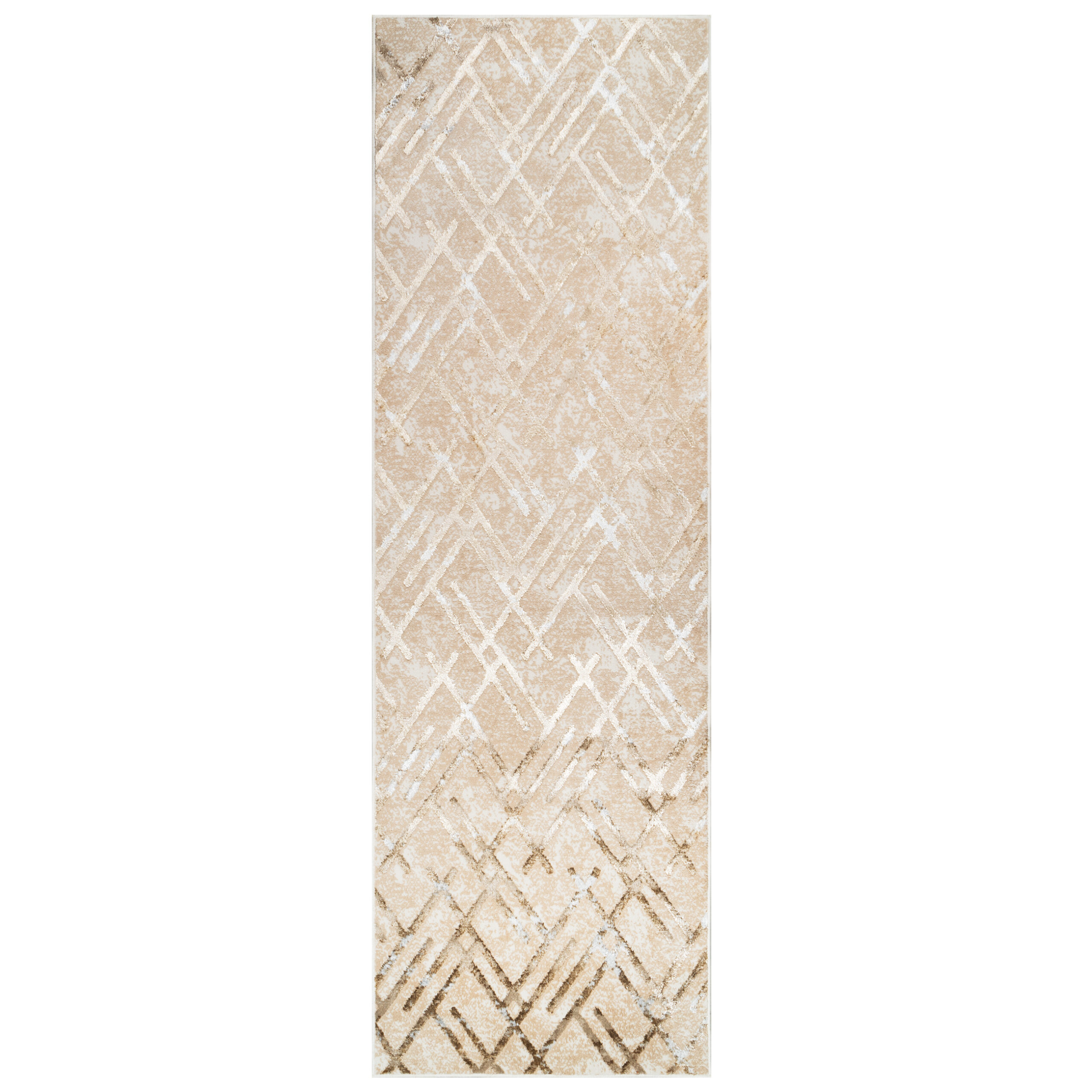 Carpet Runner Crystal Beige Gold ZigZag