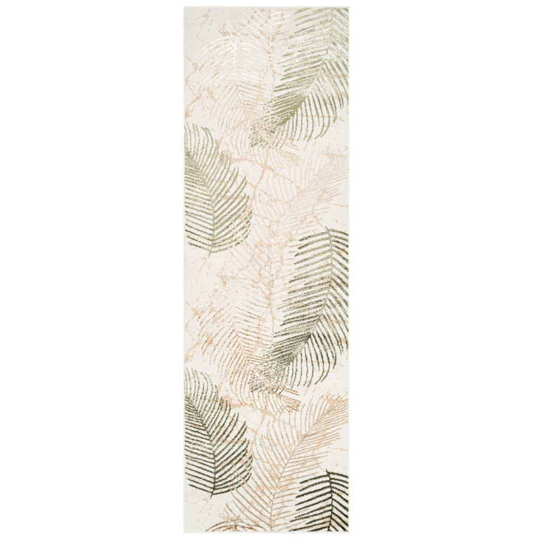 Carpet Runner Crystal Beige Green Leaves
