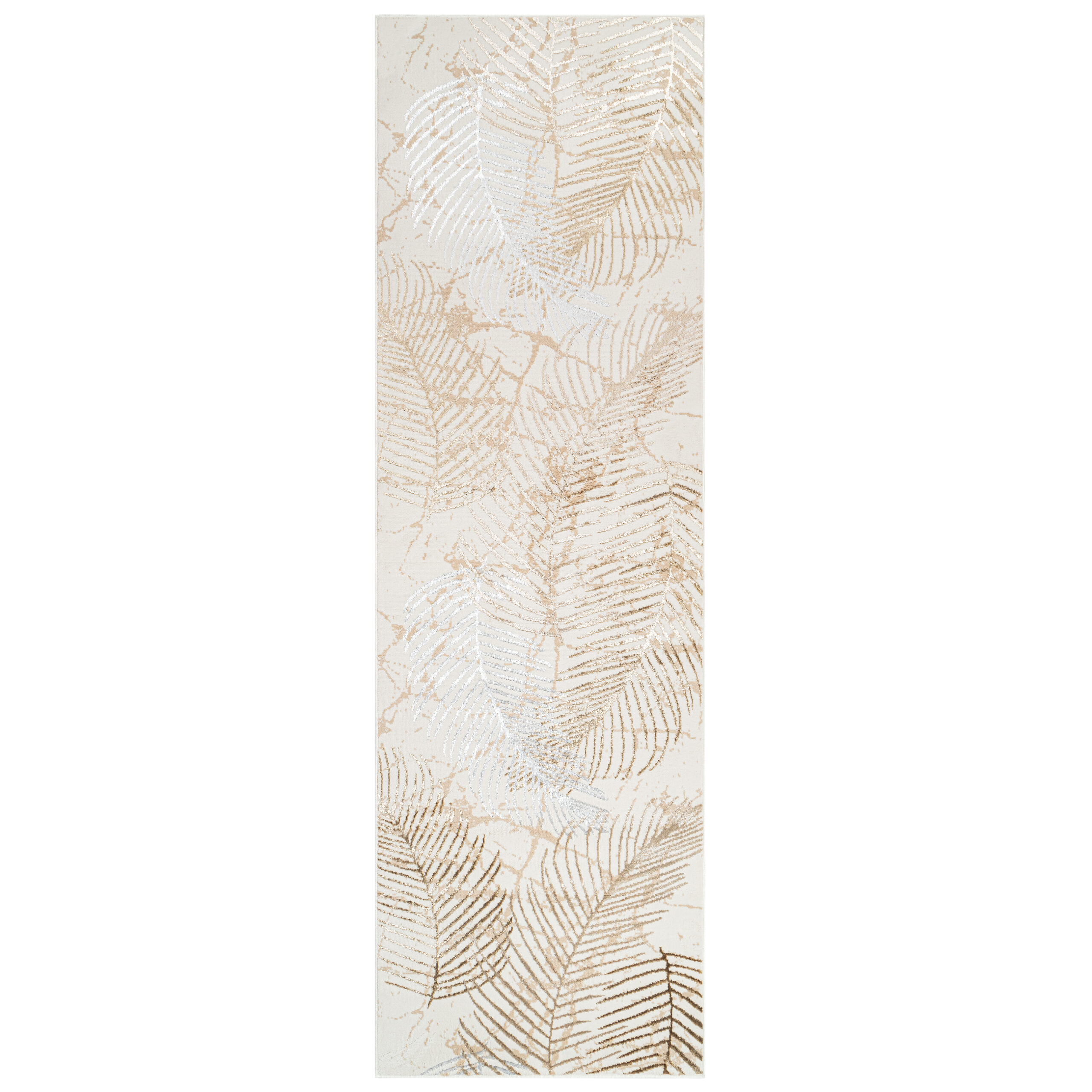 Carpet Runner Crystal Beige Brown Leaves