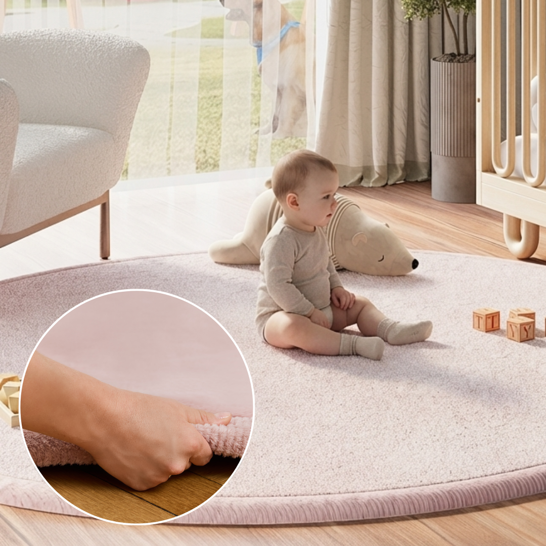 Kids’ Rug Fluffin Round Pink Non-slip