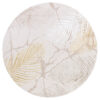 Area Rug Crystal Round Gold Brown Cream Leaves
