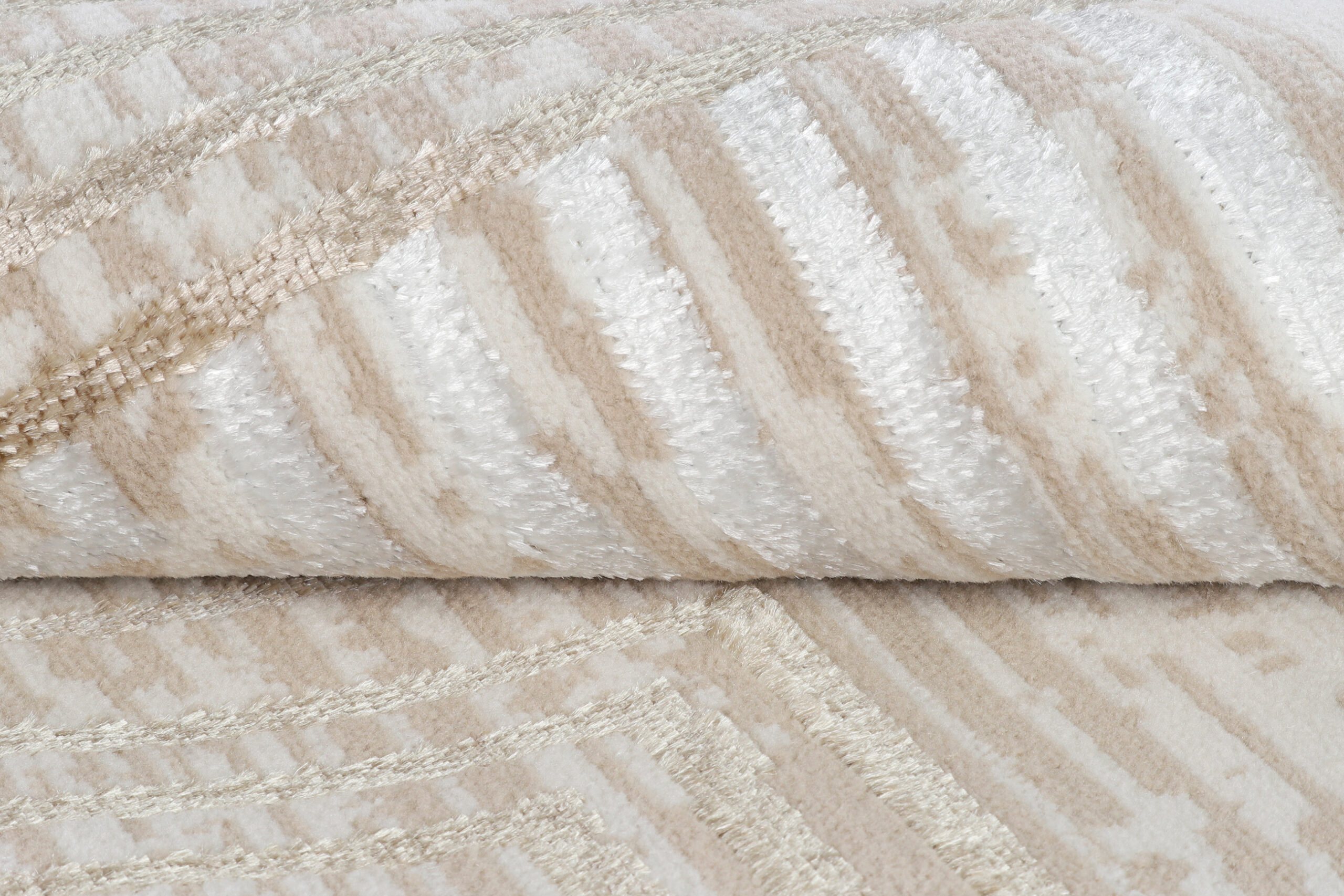 Area Rug Crystal Round Beige Brown Cream Stripes