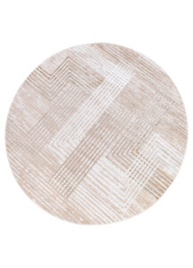 Area Rug Crystal Round Beige Brown Cream Stripes