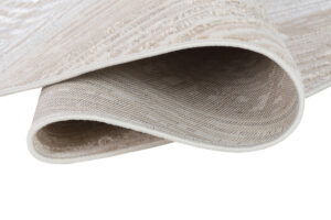 Area Rug Crystal Round Beige Brown Cream Stripes