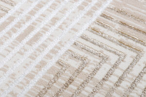 Area Rug Crystal Round Beige Brown Cream Stripes